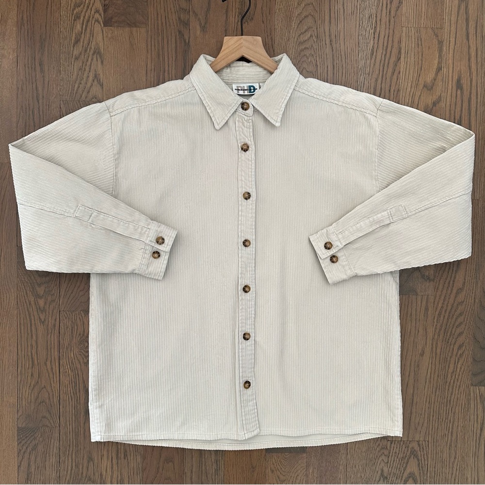Vintage 90s Paul Harris Design Corduroy Oversized Shacket in Cream Large